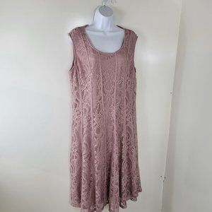 Candalite Women's 2x Plus Size lavender/rose pink Lace Dress EUC